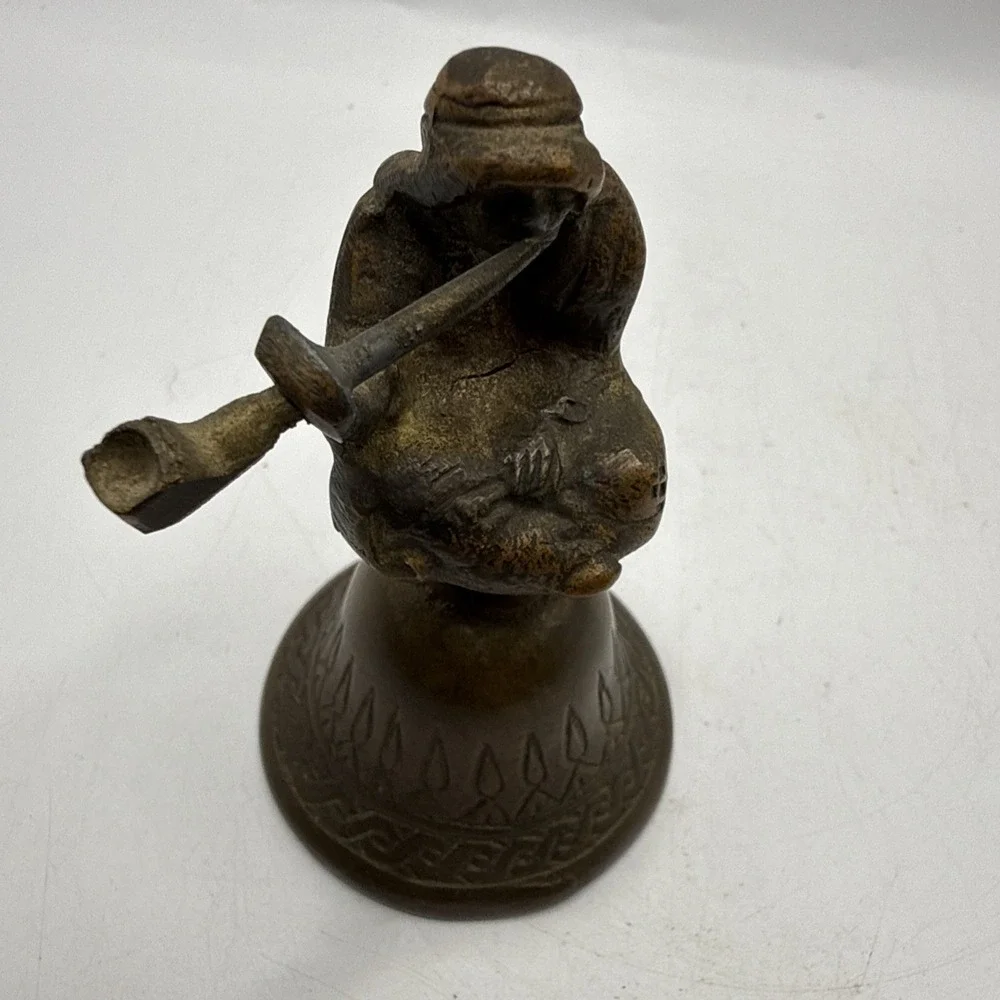 Vintage Antique Brass‎ Bell Monk Smoking Pipe RARE